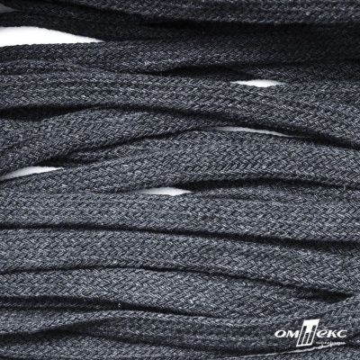Шнур плетеный d-8 мм плоский, 70% хлопок 30% полиэстер, уп.85+/-1 м, цв.1013-тём.серый - купить в Орле. Цена: 735 руб.
