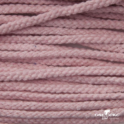 Шнур плетеный d-6 мм круглый, 70% хлопок 30% полиэстер, уп.90+/-1 м, цв.1087-розовый - купить в Орле. Цена: 588 руб.