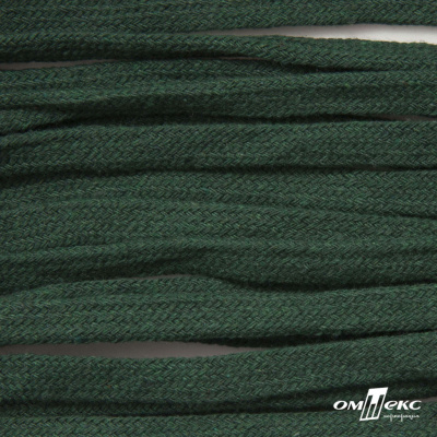 Шнур плетеный d-8 мм плоский, 70% хлопок 30% полиэстер, уп.85+/-1 м, цв.1016-т.зеленый - купить в Орле. Цена: 742.50 руб.