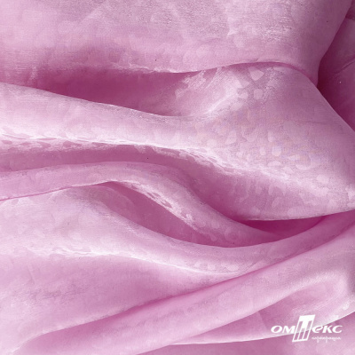 Плательная органза вытравка,100% полиэстр, шир. 150 см, #606 цв.-розовый - купить в Орле. Цена 380.73 руб.
