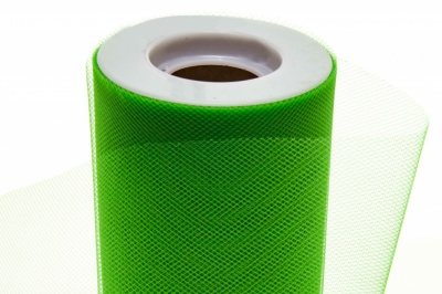 Фатин в шпульках 16-146, 10 гр/м2, шир. 15 см (в нам. 25+/-1 м), цвет зелёный - купить в Орле. Цена: 100.69 руб.