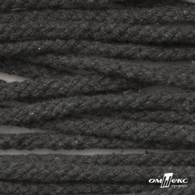 Шнур плетеный d-6 мм круглый, 70% хлопок 30% полиэстер, уп.90+/-1 м, цв.1088-т.серый - купить в Орле. Цена: 588 руб.