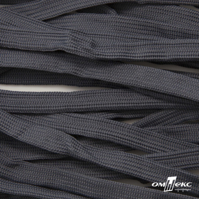 Шнур плетеный (плоский) d-12 мм, (уп.90+/-1м), 100% полиэстер, цв.273 - т.серый - купить в Орле. Цена: 8.62 руб.