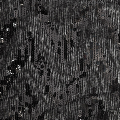 Трикотажное полотно с пайетками, шир.130 см, #311-бахрома чёрная - купить в Орле. Цена 1 183.35 руб.
