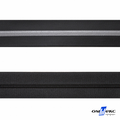 Рулонная молния с покрытием PVC спираль тип 3 (упак.270м) -черная с полосой СВО - купить в Орле. Цена: 12.74 руб.
