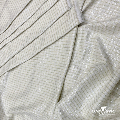 Ткань костюмная с пайетками, 100%полиэстр, 460+/-10 гр/м2, 150см #309 - цв. молочный - купить в Орле. Цена 1 203.93 руб.