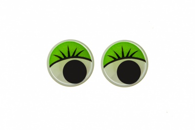 Глазки для игрушек, круглые, с бегающими зрачками, 10 мм/упак.50+/-2 шт, цв. -зеленый - купить в Орле. Цена: 71.20 руб.