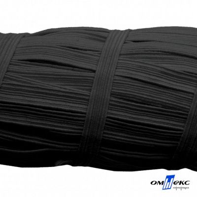 Резиновые нити с текстильным покрытием, шир. 6 мм (55 м/уп), цв.-черный - купить в Орле. Цена: 210.75 руб.