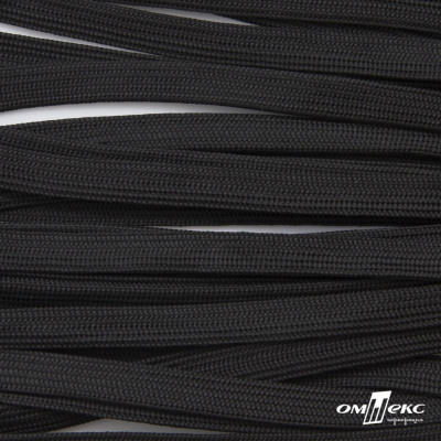 Шнур плетеный (плоский) d-12 мм, (уп.90+/-1м), 100% полиэстер, цв. - черный - купить в Орле. Цена: 8.62 руб.