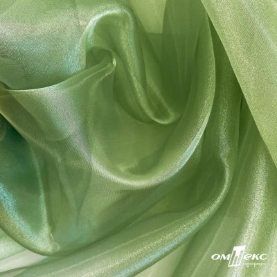 Ткань органза, 100% полиэстр, 28г/м2, шир. 150 см, цв. #27 зеленый - купить в Орле. Цена 86.24 руб.