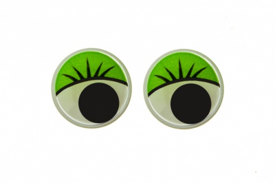 Глазки для игрушек, круглые, с бегающими зрачками, 15 мм/упак.50+/-2 шт, цв. -зеленый - купить в Орле. Цена: 113.01 руб.