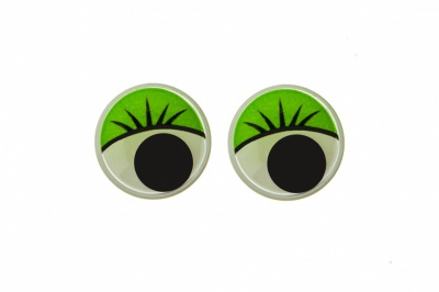 Глазки для игрушек, круглые, с бегающими зрачками, 12 мм/упак.50+/-2 шт, цв. -зеленый - купить в Орле. Цена: 95.04 руб.