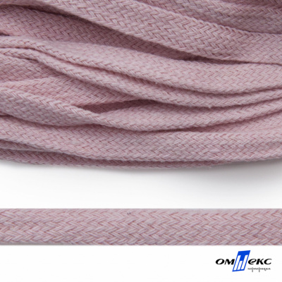 Шнур плетеный d-8 мм плоский, 70% хлопок 30% полиэстер, уп.85+/-1 м, цв.1019-св.розовый - купить в Орле. Цена: 735 руб.