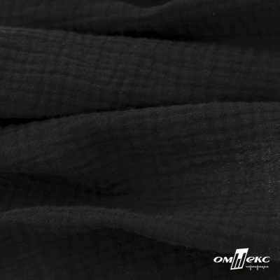 Ткань Муслин, 100% хлопок, 125 гр/м2, шир. 140 см #2037 цв.-чёрный - купить в Орле. Цена 318.49 руб.