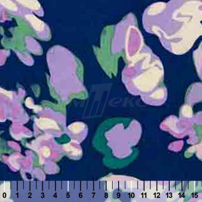 Штапель принт (100% вискоза) D4,C3, 110 гр/м2, шир.140см, принт цветы/василёк - купить в Орле. Цена 343 руб.