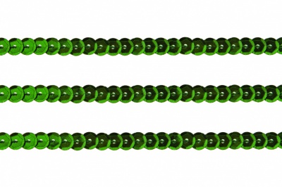 Пайетки "ОмТекс" на нитях, SILVER-BASE, 6 мм С / упак.73+/-1м, цв. 4 - зеленый - купить в Орле. Цена: 484.77 руб.