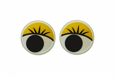 Глазки для игрушек, круглые, с бегающими зрачками, 15 мм/упак.50+/-2 шт, цв. -желтый - купить в Орле. Цена: 113.01 руб.